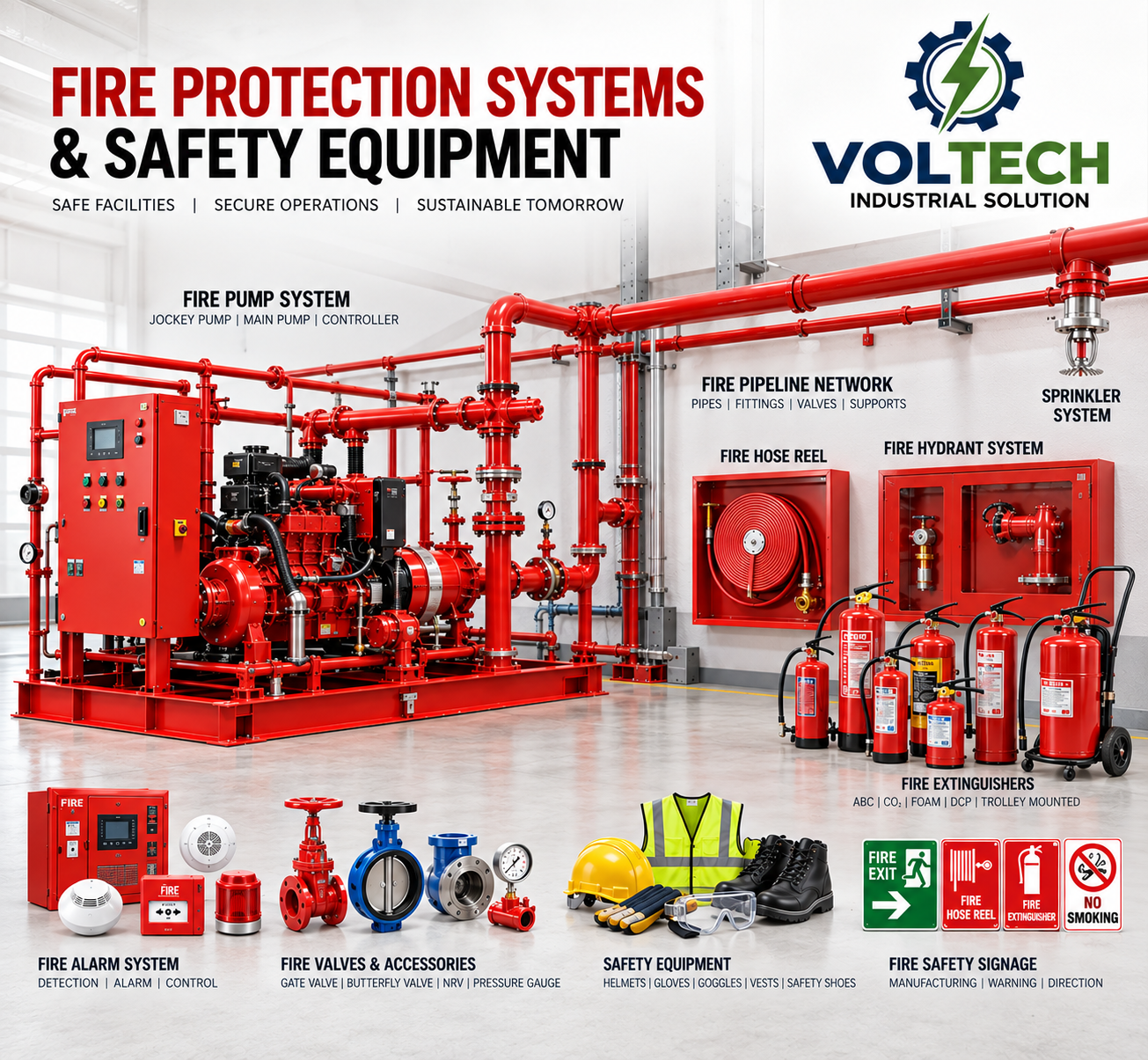 Fire protection systems and industrial safety equipment